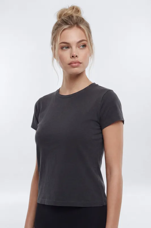Cotton Jersey Short Sleeve T Shirt Charcoal