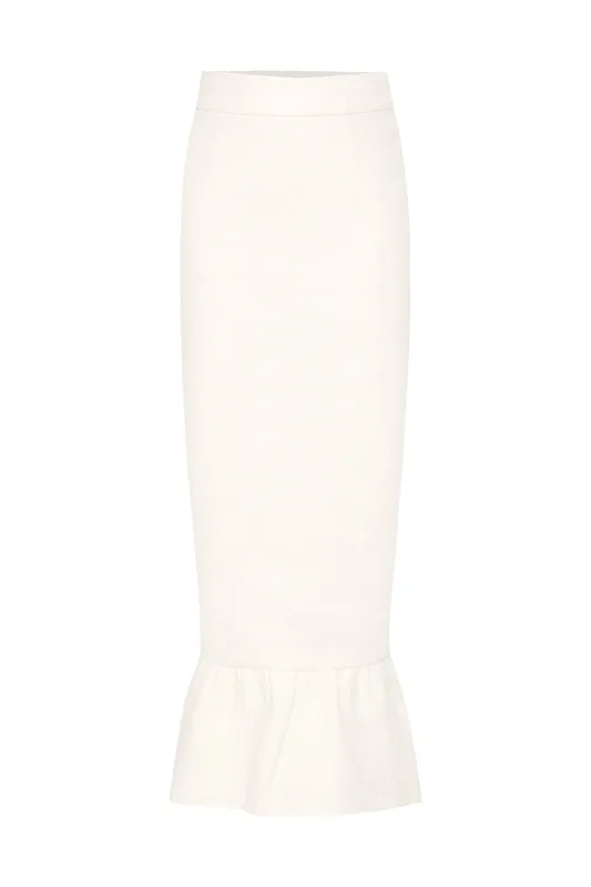 Cream Column Skirt
