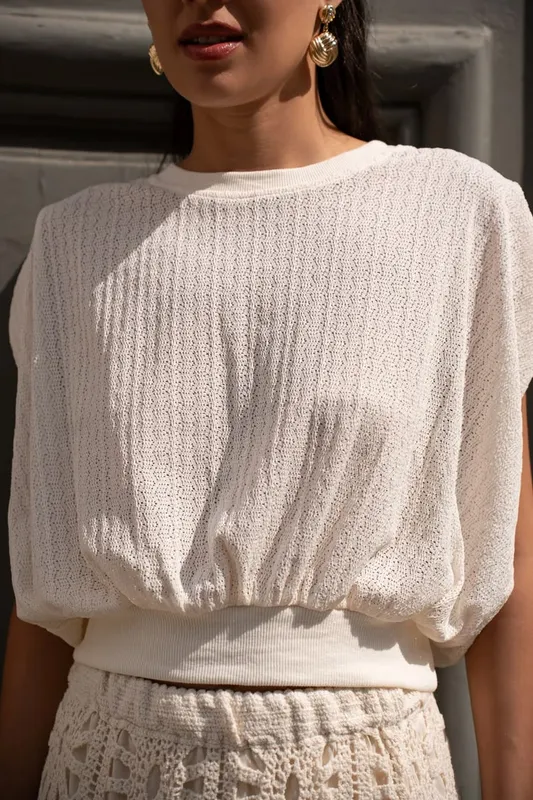 Cream Knit Top