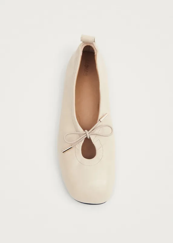 Cream Leather Ballet Flats