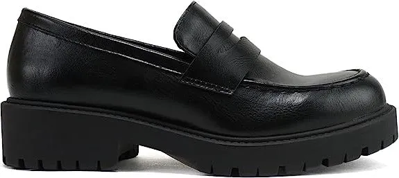 Cream Leather Platform Loafers