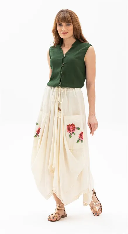 Cream Midi Skirt
