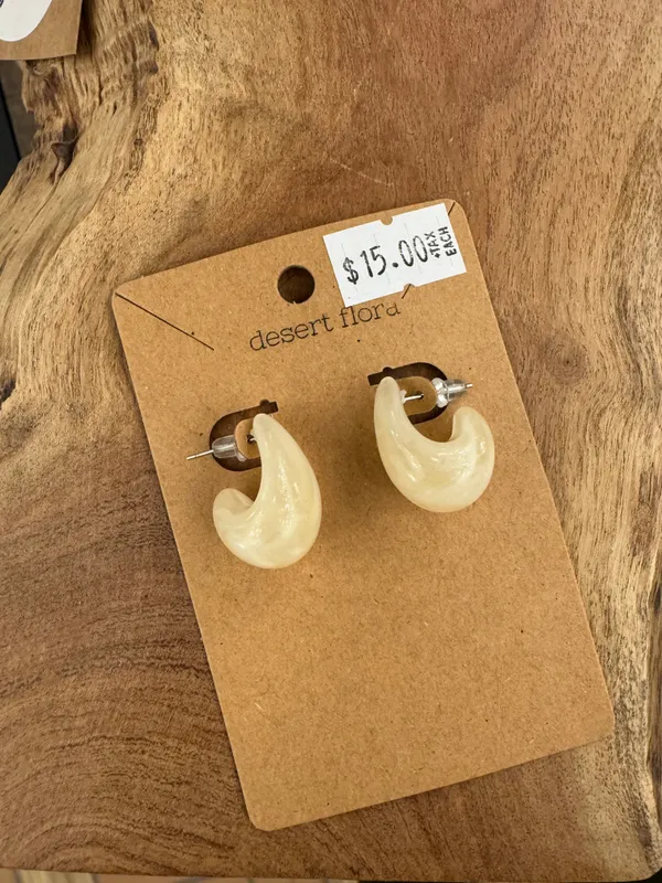 Cream Mini Hoop Earrings
