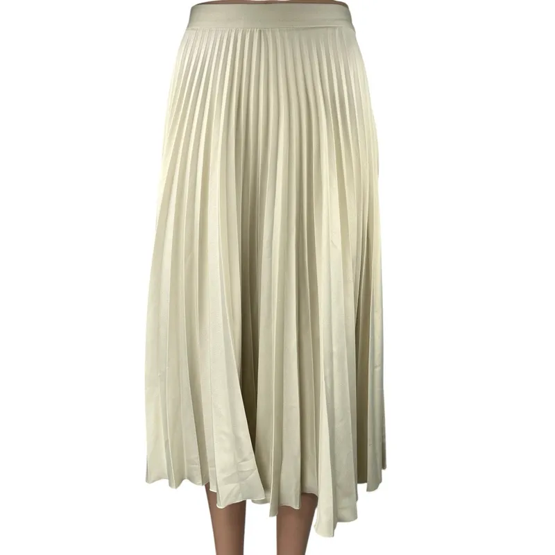 Cream Satin Midi Skirt