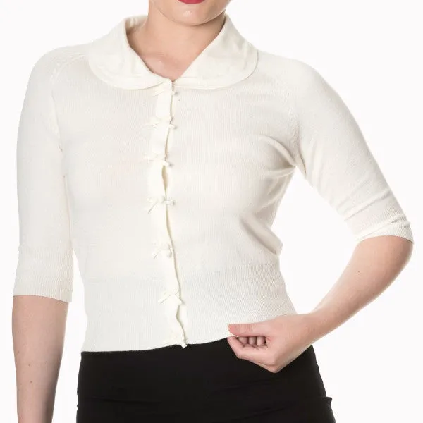 Cream Short Sleeve Cardigan