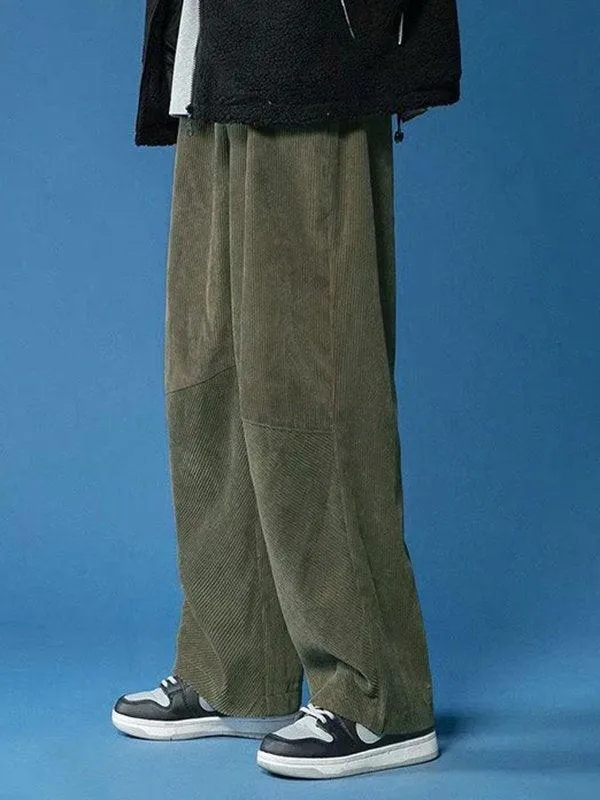 Cream Twill Wide-Leg Trousers