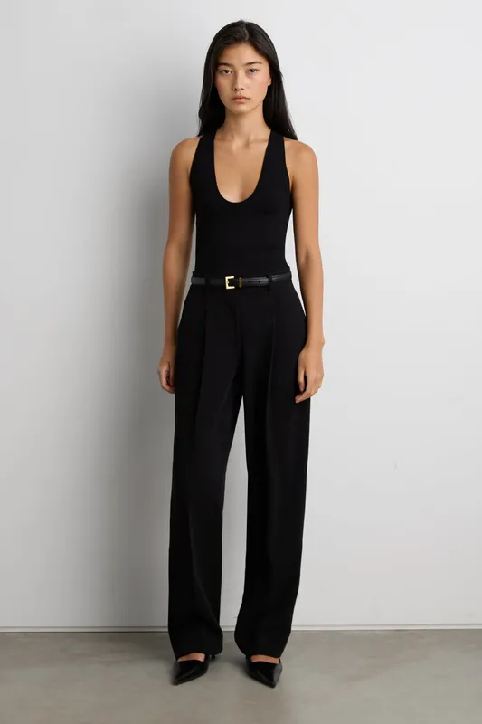Crepe Wide Leg Tailored Trouser