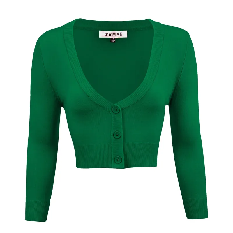 Cropped Cardigan Kelly Green
