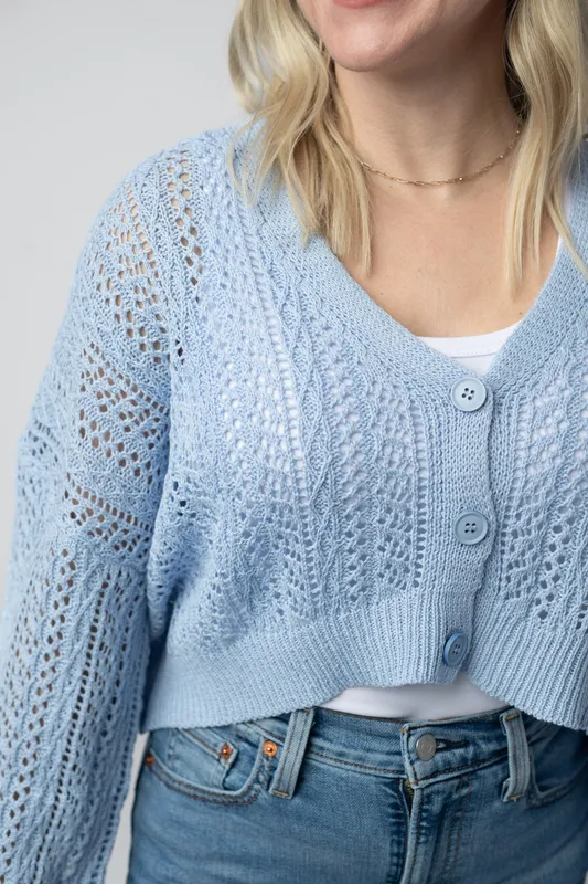 Cropped Cardigan Sky Blue