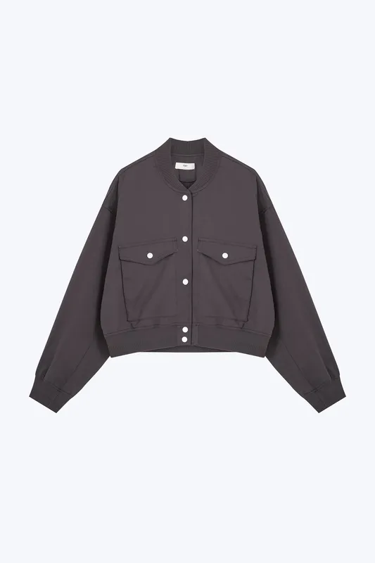 Cropped Cargo Jacket Charcoal