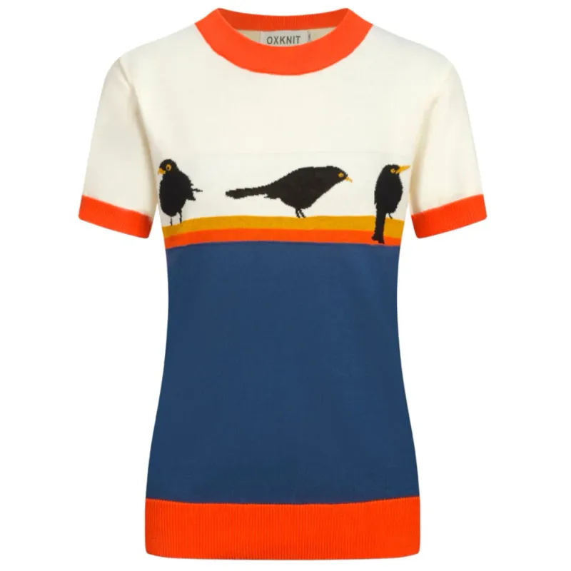 Cute Bird Striped Art Knitwear