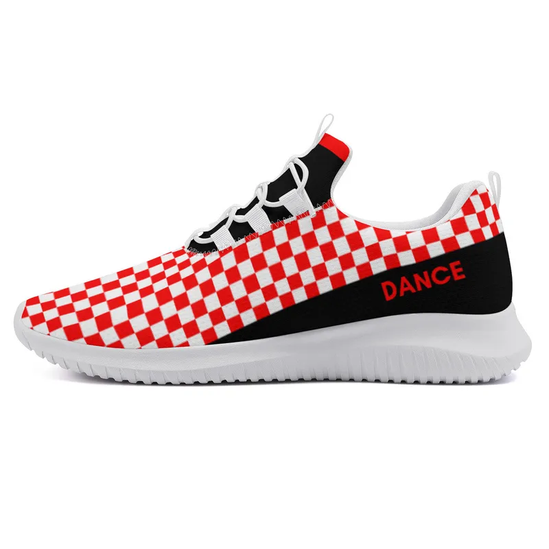Dance Sneakers Checkered Red Dance Shoes