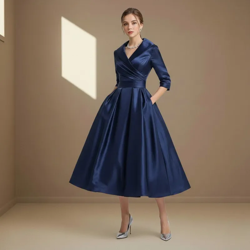 Dark Blue Satin Dress