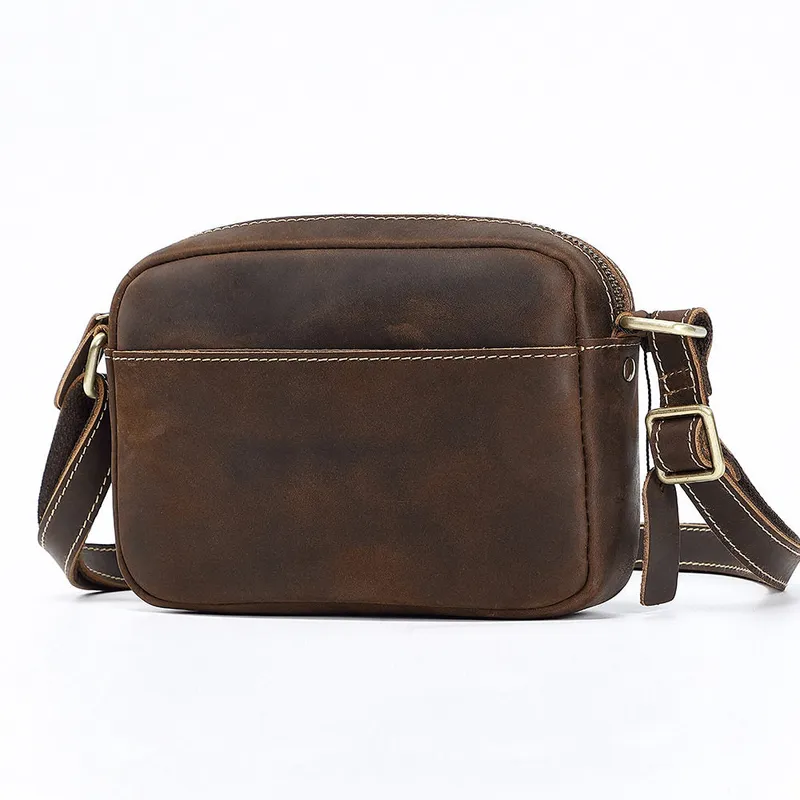 Dark Brown Mens Small Leather Crossbody