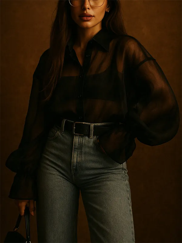 Delicate Sheer Black Blouse