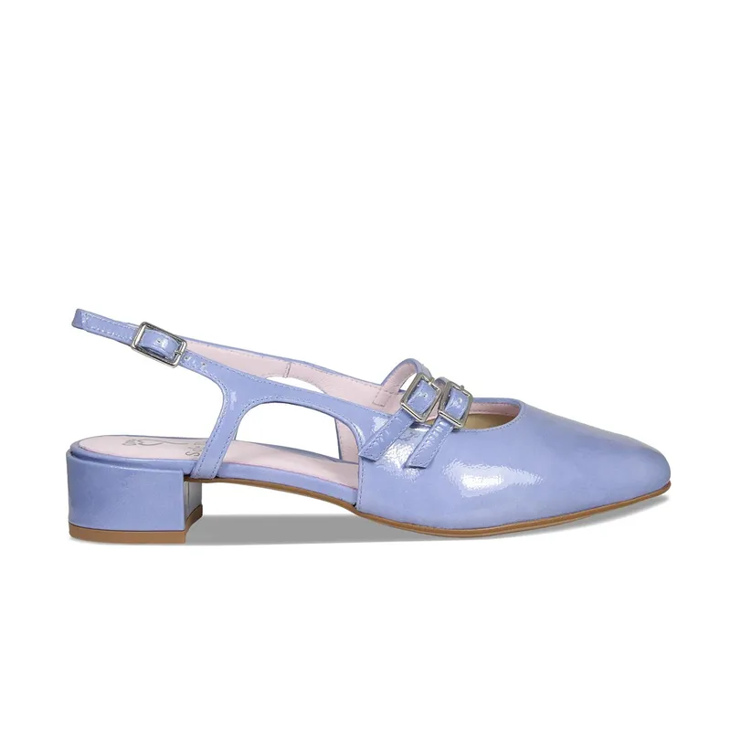 Denim Blue Patent Flats