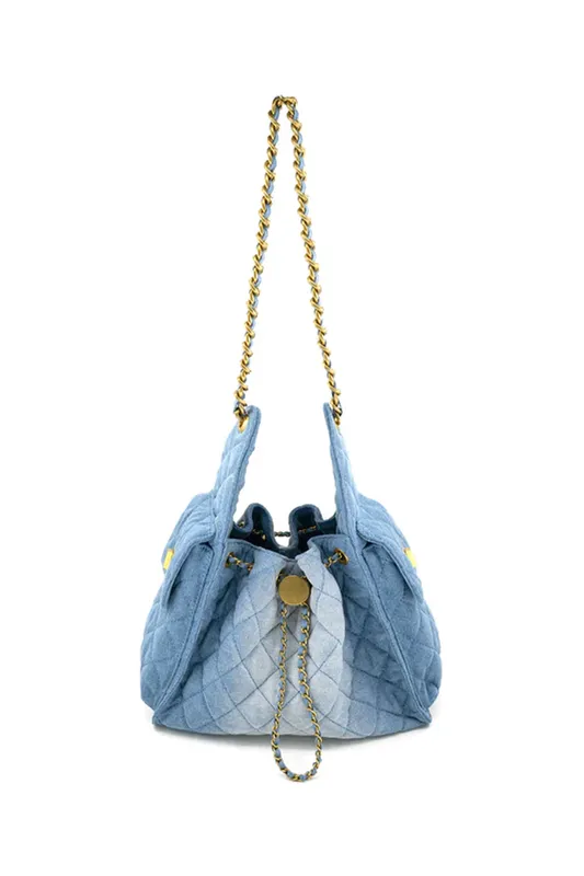 Denim Blue Quilted Crossbody Bag