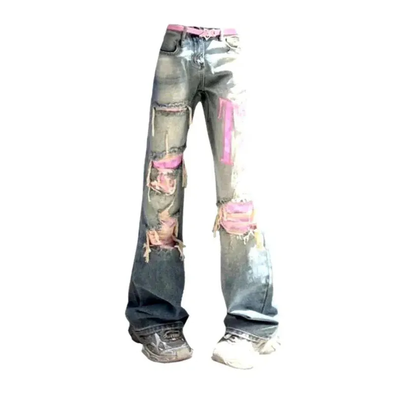 Denim Dark-Wash Flare Jean