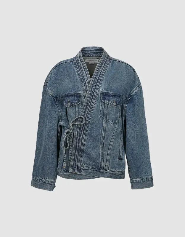 Denim Jacket Kimono Lapel Denim Jacket