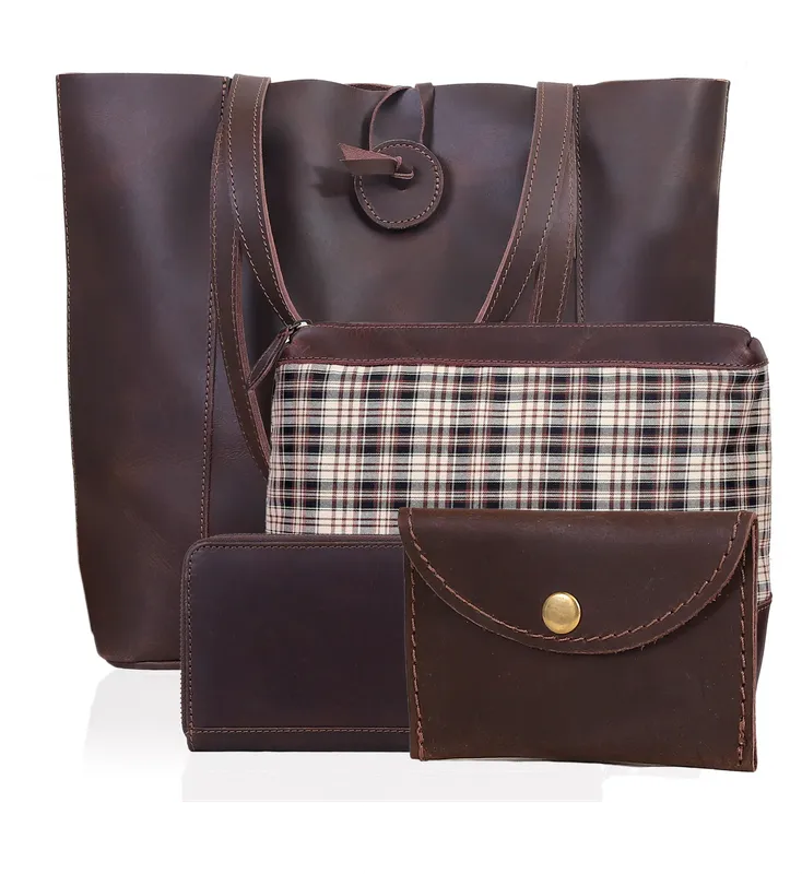 Denver Leather Tote Bag Burgundy