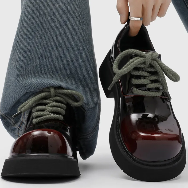 Derby Shoes Chunky-soled Lace-up With High-gloss Finish