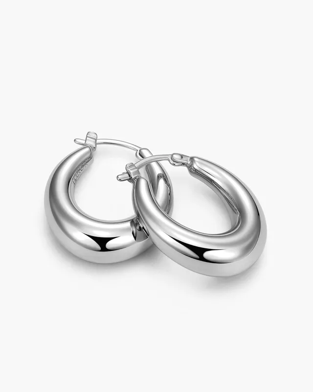 Dome Hoop Earrings Silver