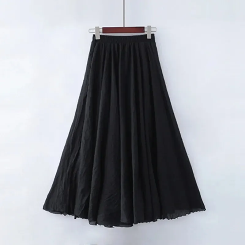 Earthy Linen Pleated Maxi