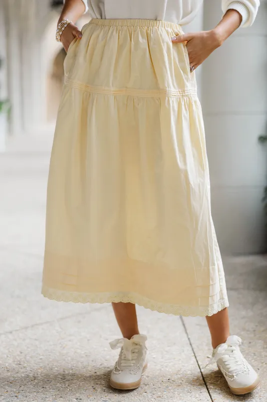 Easy Everyday Style Yellow Midi Skirt