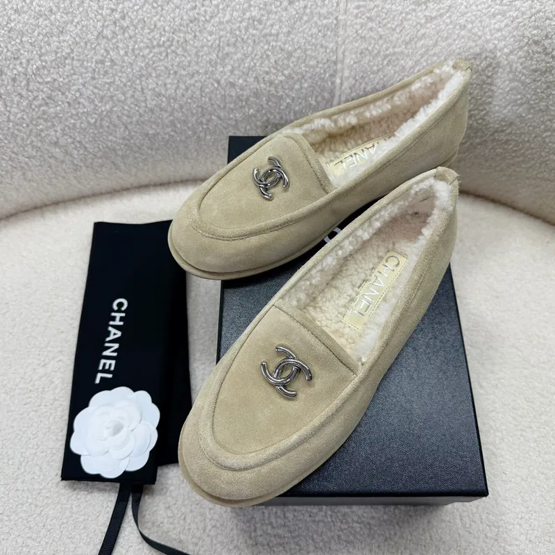 Ecru Suede Loafers