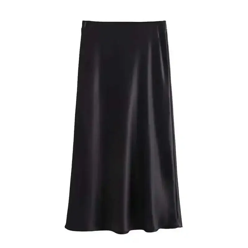 Elegant Black Satin Midi