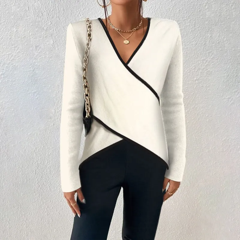 Elegant Contrast Wrap Knit