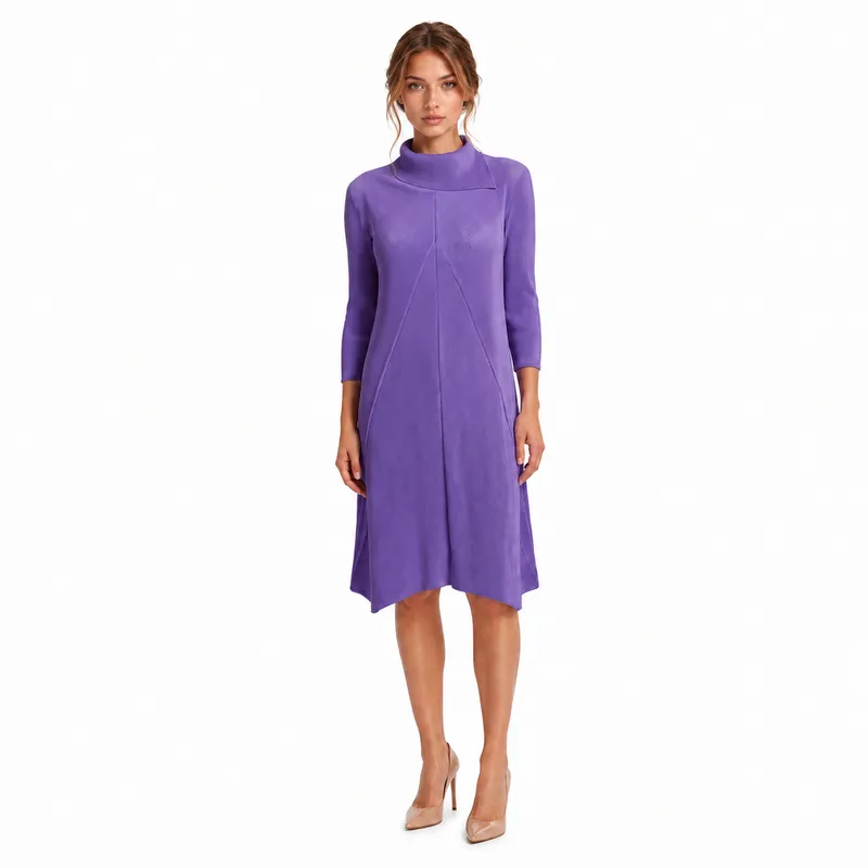 Elegant Lavender Pleated Midi Dress