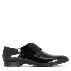 Elegant Men' Derby In Shiny Black Leather