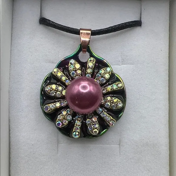 Elegant Pink And Gold Floral Pendant