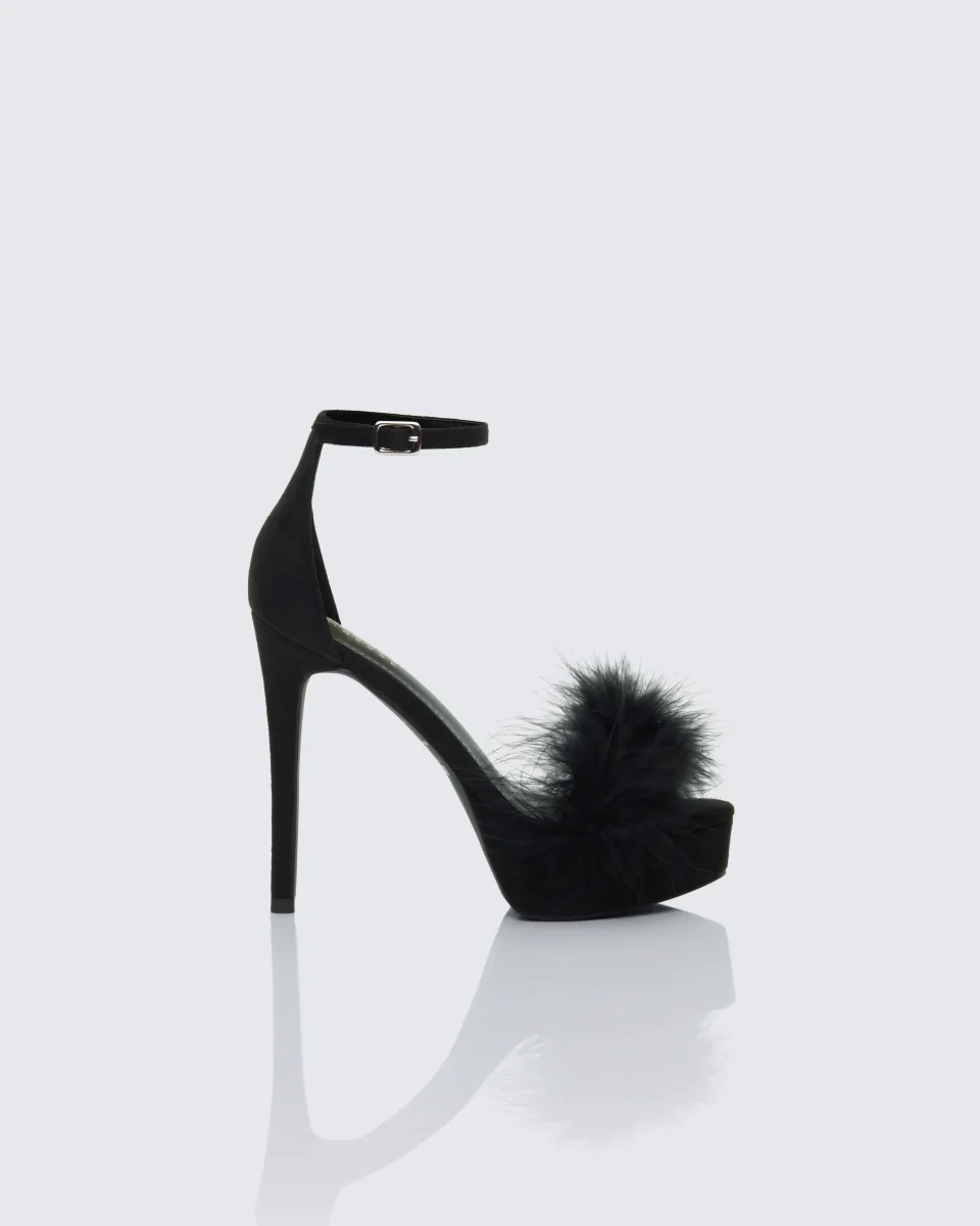 Erminia Black Feather Detail Shoes