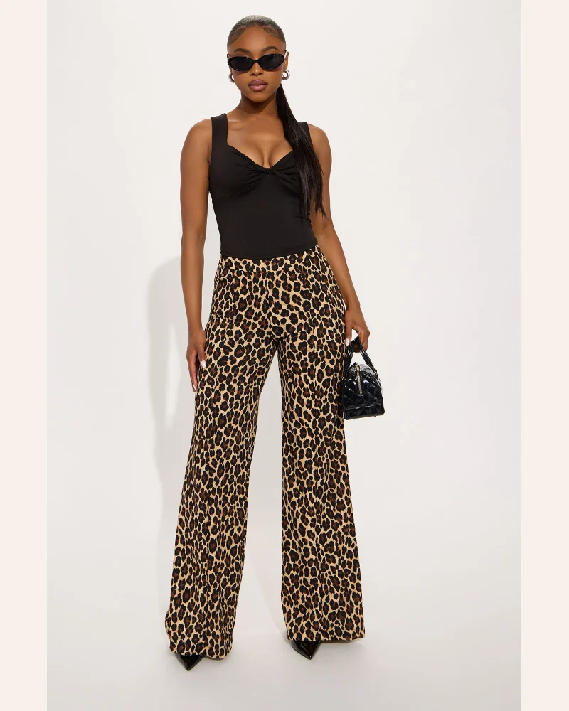 On The Hunt Wide Leg Leopard Trouser Pant