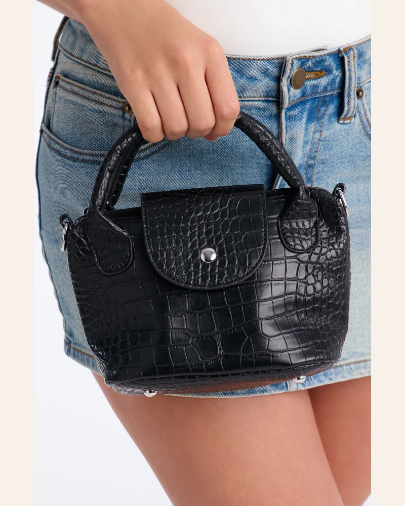 Viper Bite Faux Leather Satchel Handbag