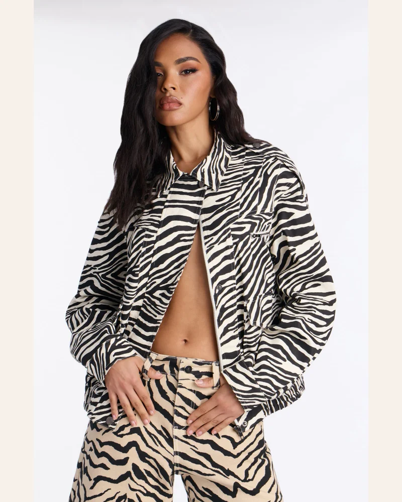 Zane Zebra Oversized Bomber Jacket