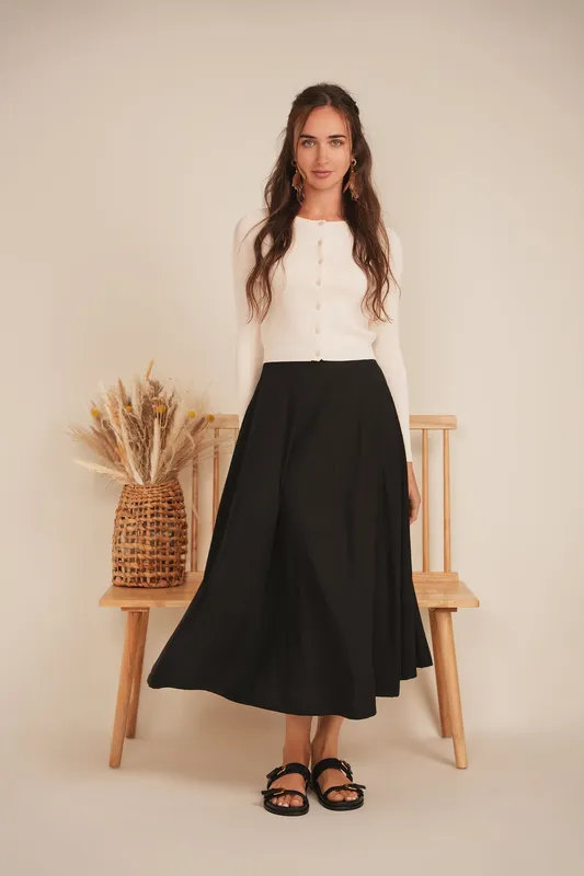 Faves Black Crepe Asymmetrical Midi Sb4cm8895sm