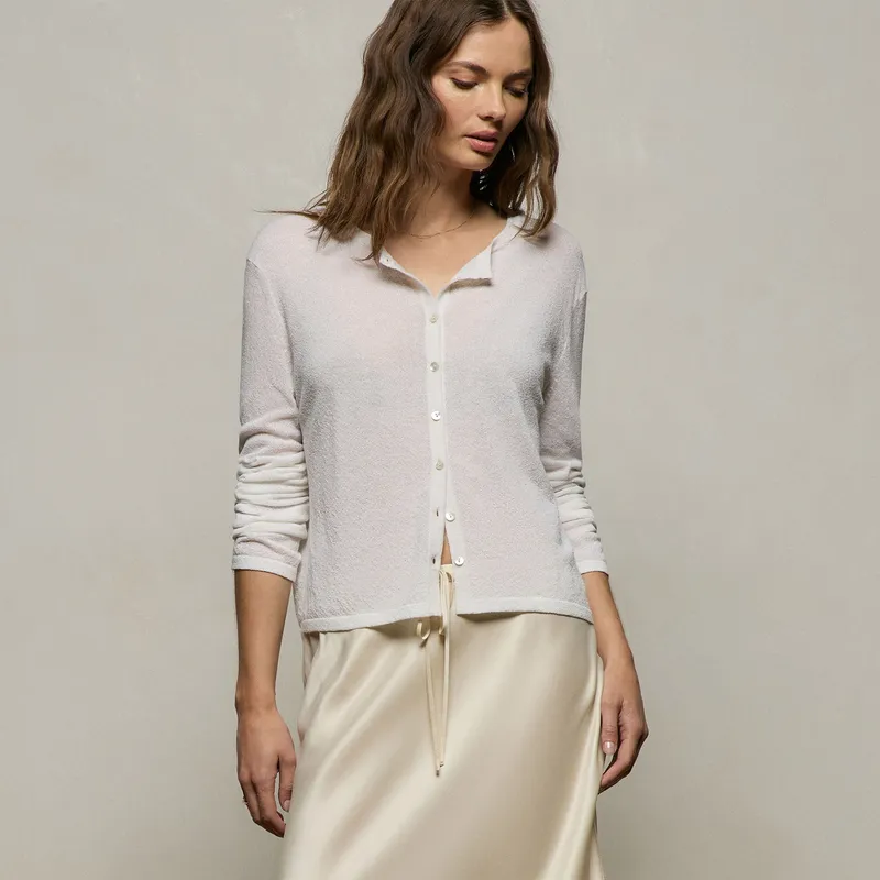 Fine Knit Cardigan White