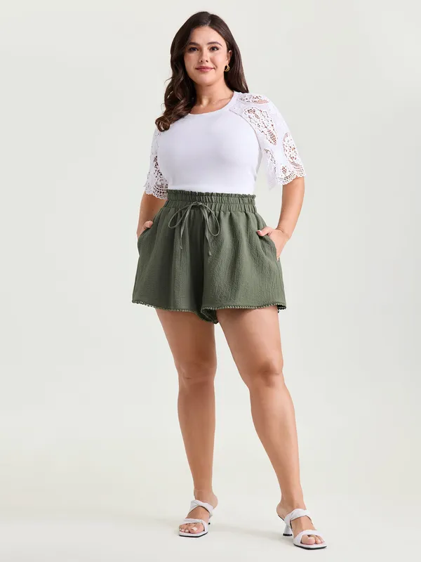 Flared Lace Trim Shorts