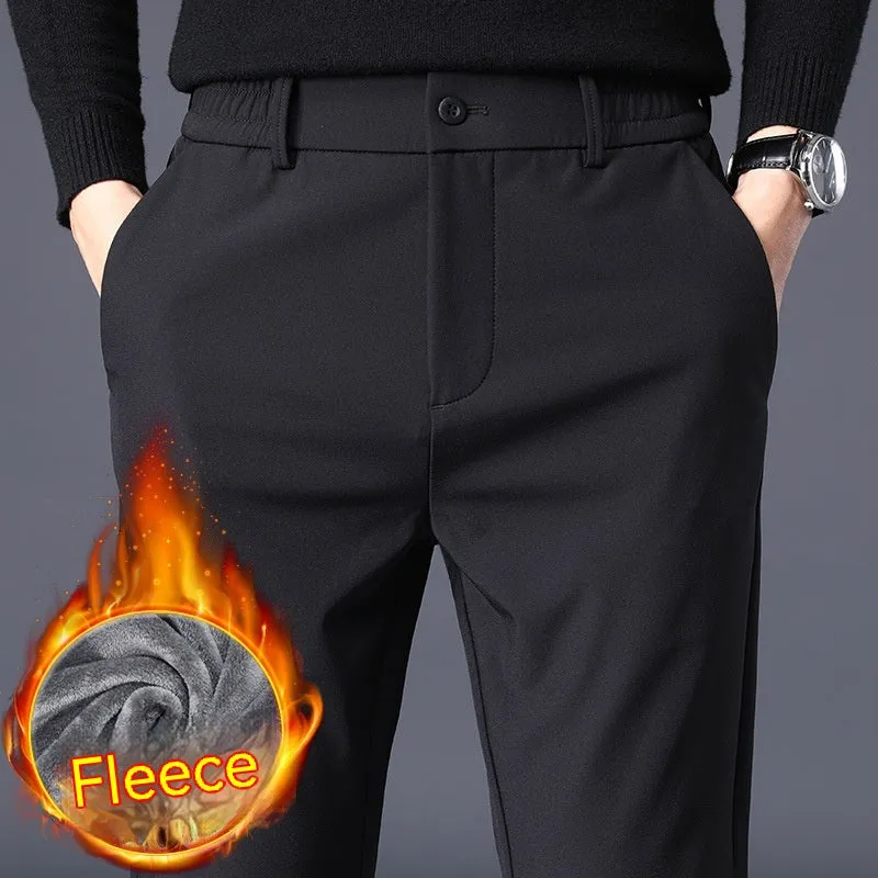 Fleece-lined Thick Casual Pants Slim