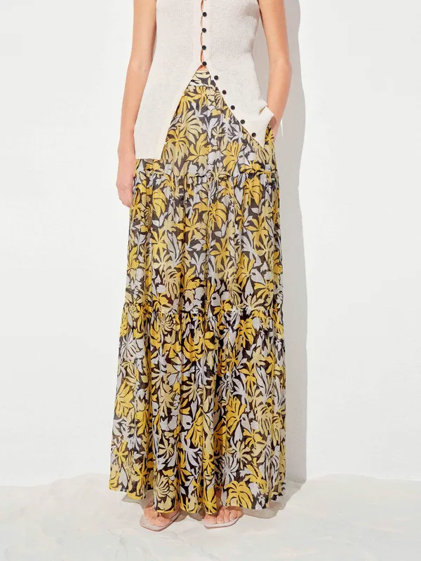 Floral Print Pleated Skirt
