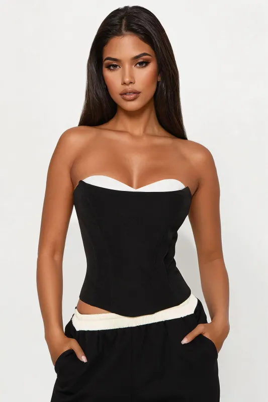 Formal Icon Corset Top Black White