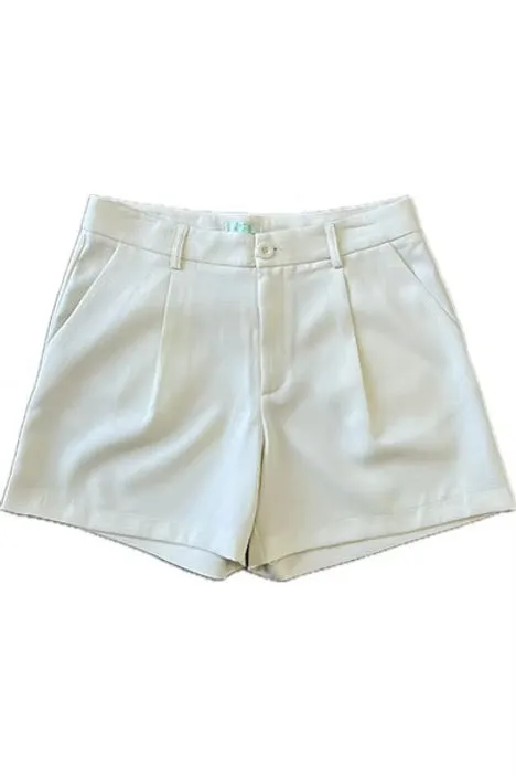 Front Pleated Short Cream