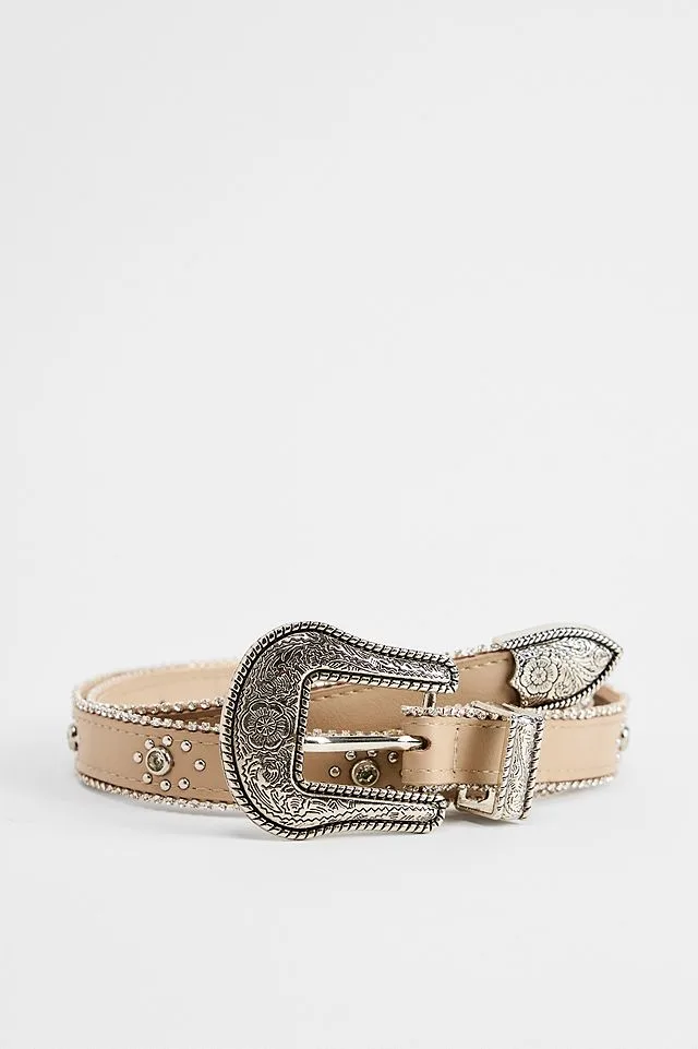 UO Diamanté Skinny Faux Leather Belt
