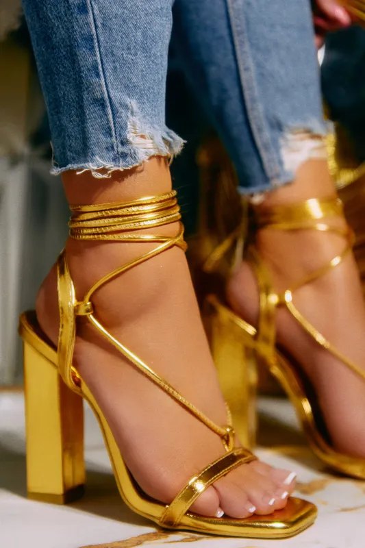 Gold Block Heels