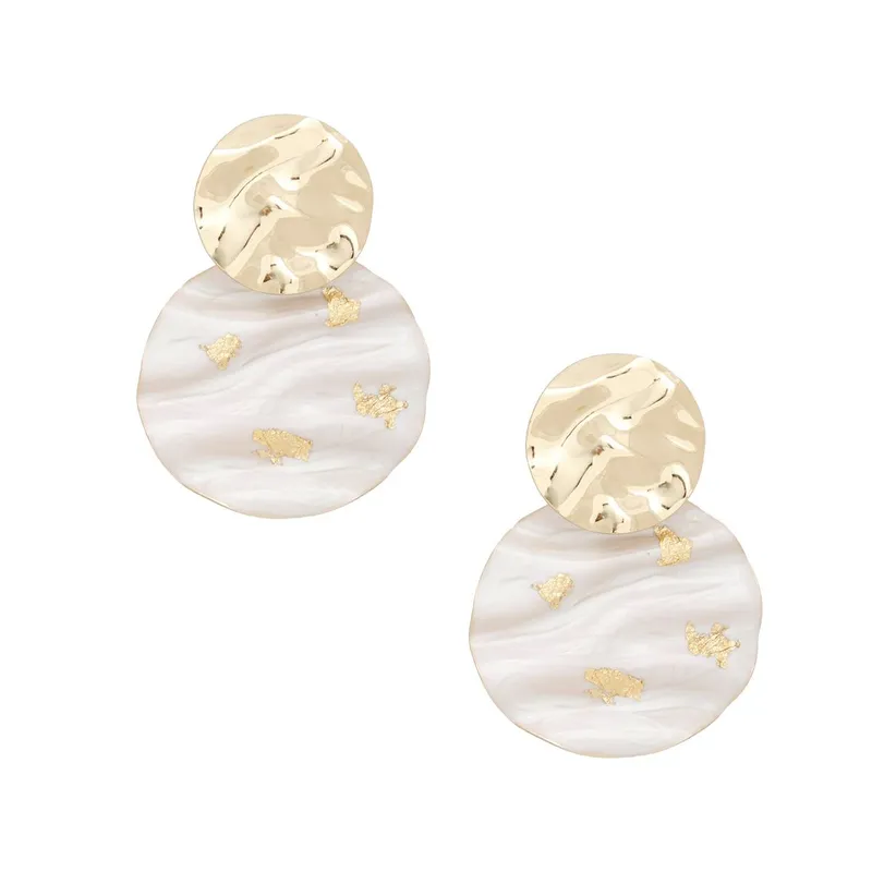 Gold Cream Drop Earrings