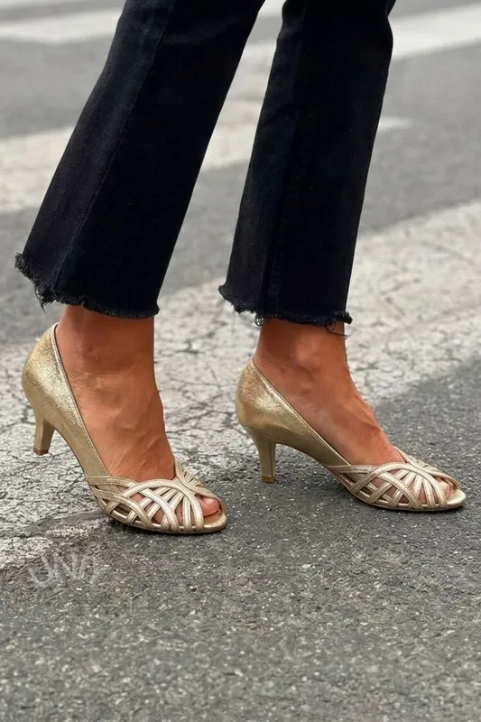 Gold Shimmer Kitten Heels