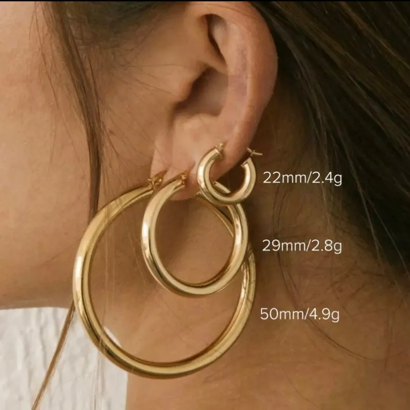 Gold Thick Hoop Earrings